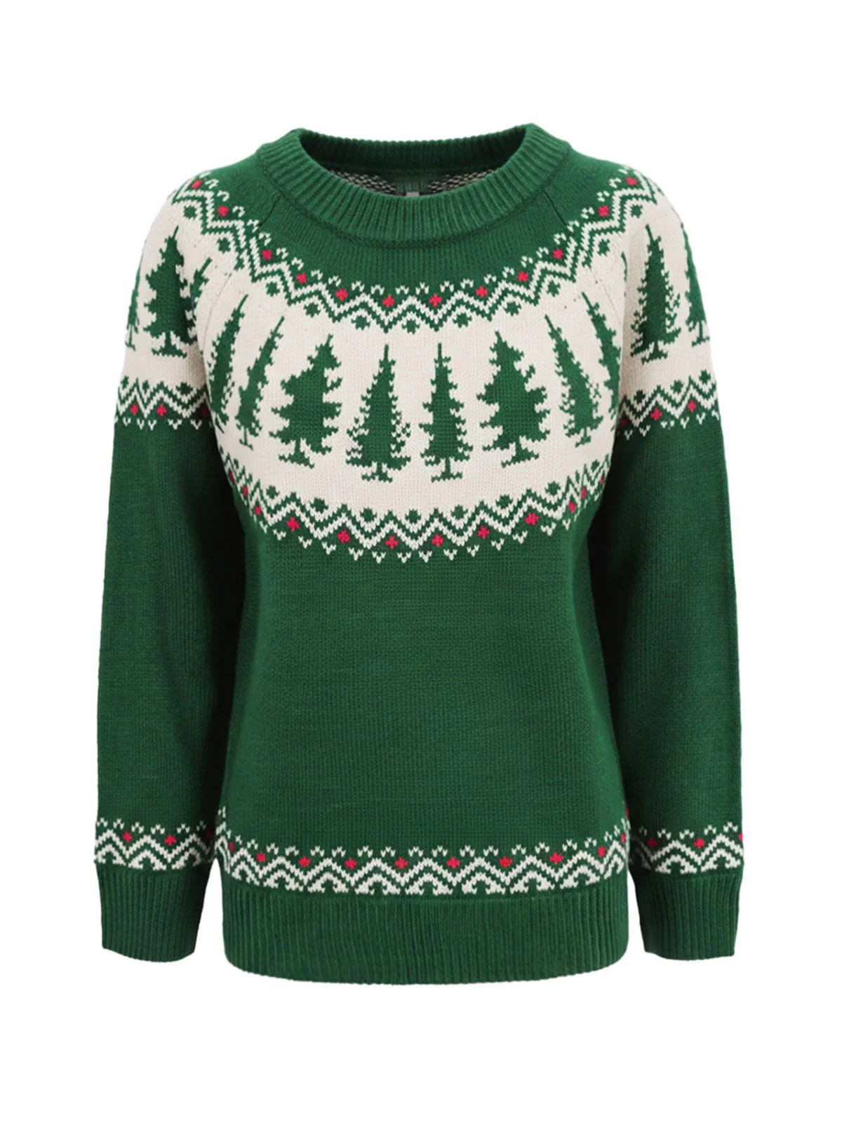 Green 1980s Christmas Tree Fair Isle Sweater - Image 2