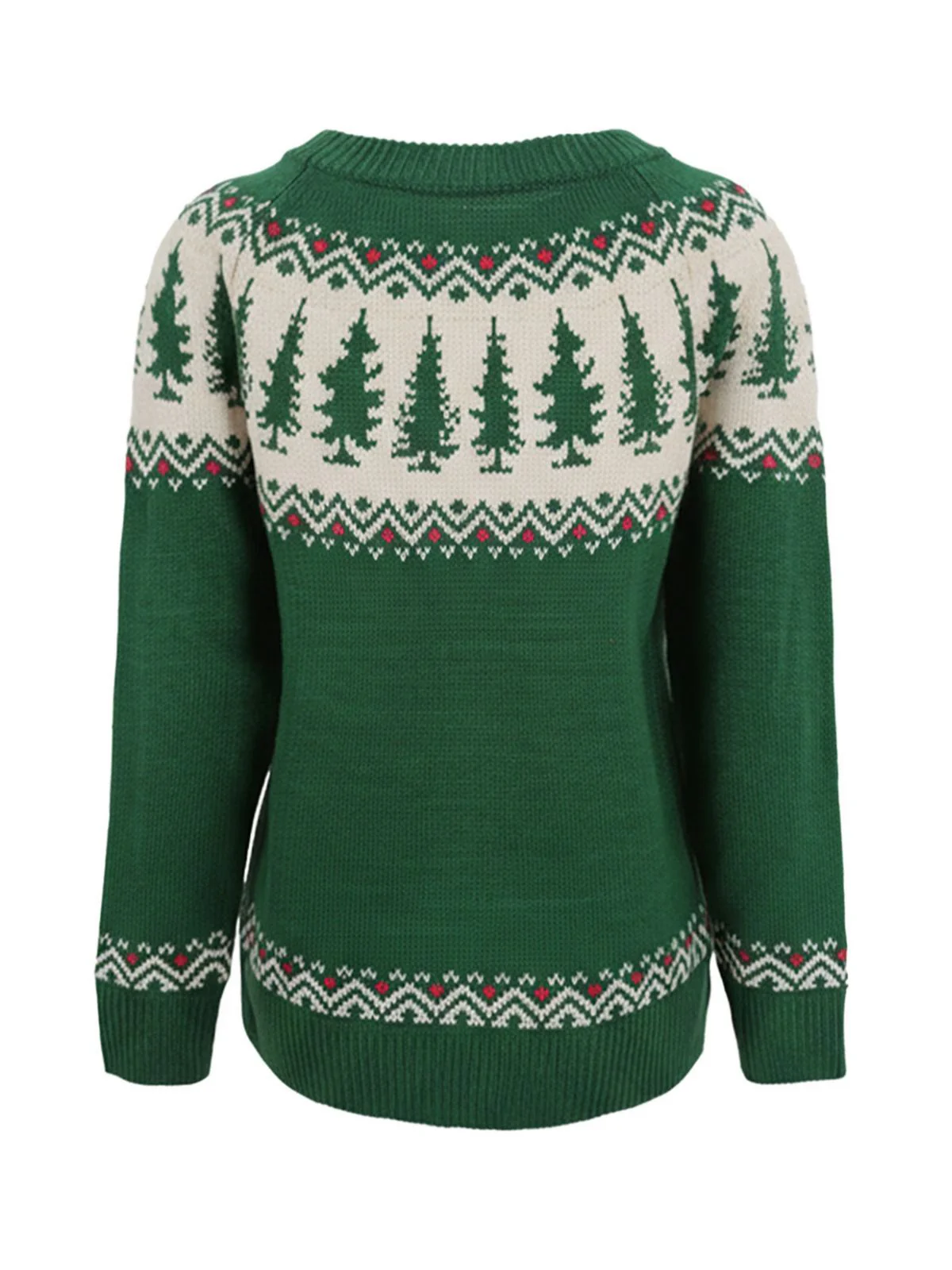 Green 1980s Christmas Tree Fair Isle Sweater - Image 3