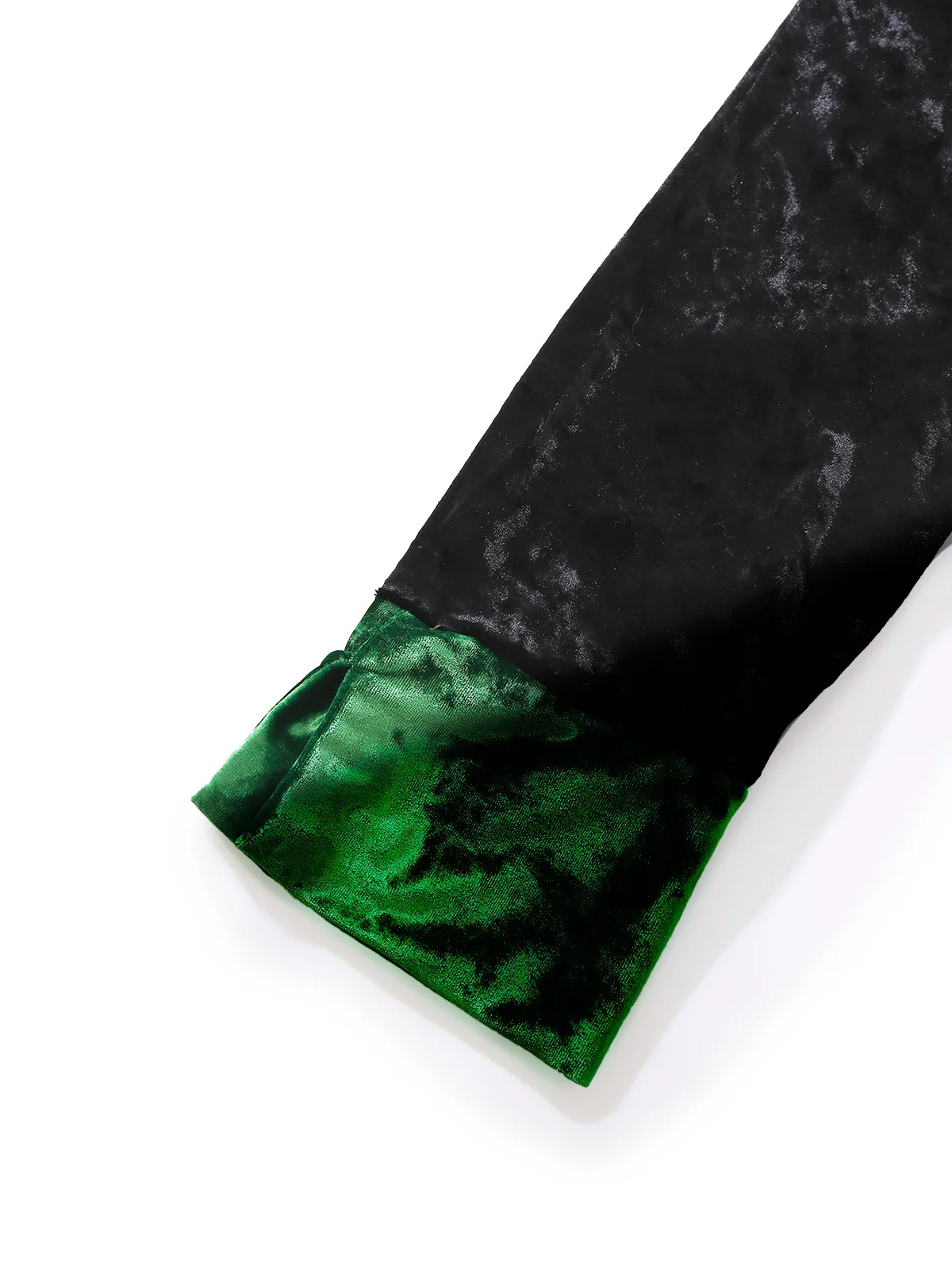 Green & Black 1960s Shimmer Velvet Notched Collar Pajama Set - Image 5