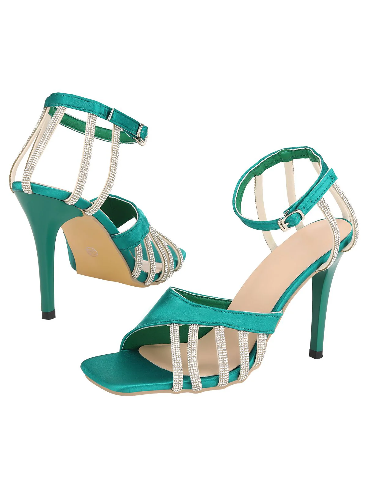 Green Buckle Fish Mouth High Heel Shoes - Image 2