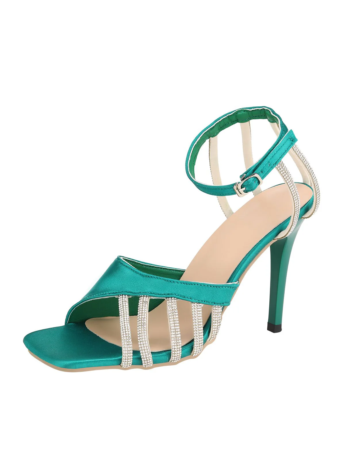 Green Buckle Fish Mouth High Heel Shoes - Image 3