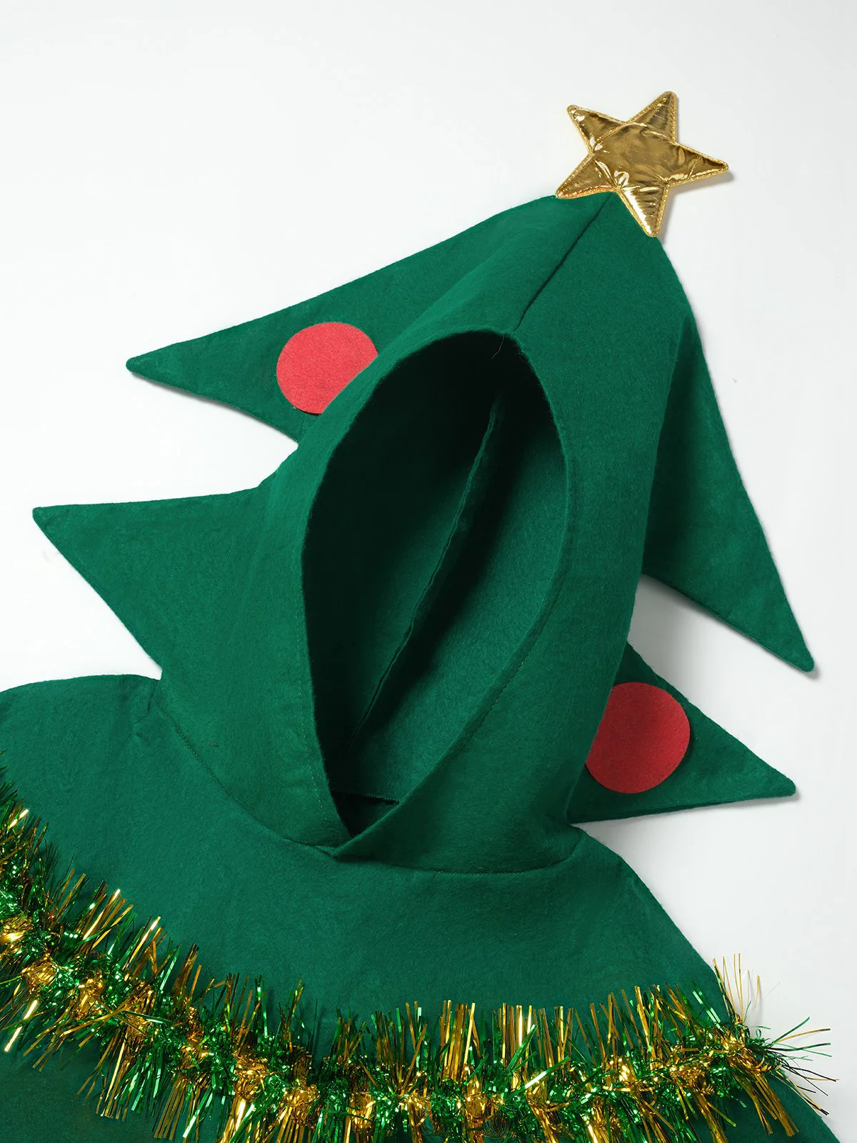 Green 1950s Christmas Tree 3D Embellished Hooded Cape - Image 3