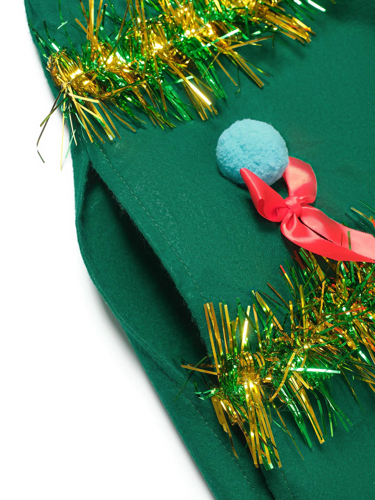 Green 1950s Christmas Tree 3D Embellished Hooded Cape - Image 6