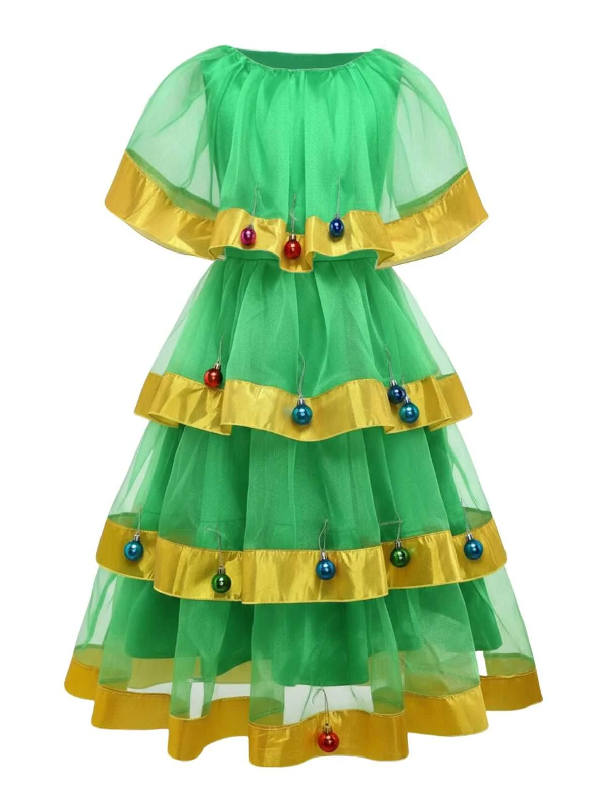 Green 1950s Christmas Tree Costume With Bell - Image 3