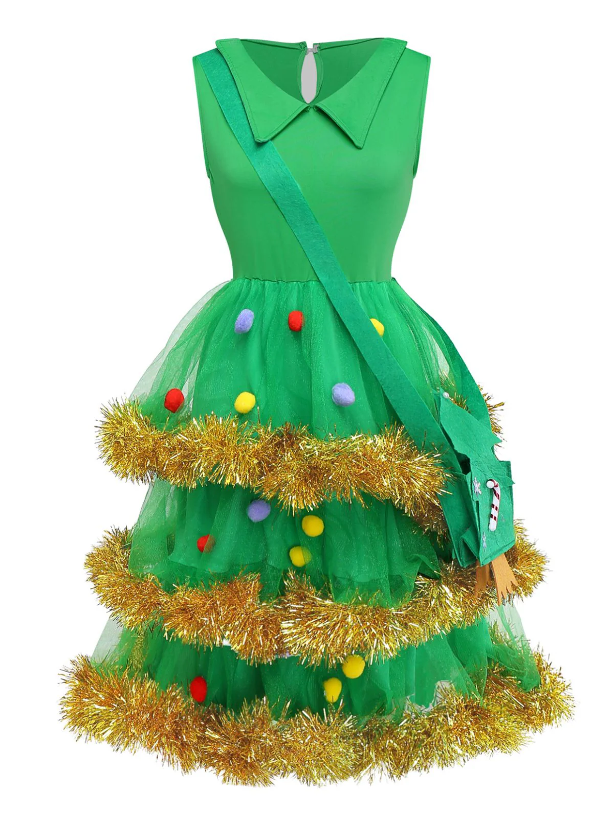 Green Christmas Tree Tiered Dress Set - Image 4