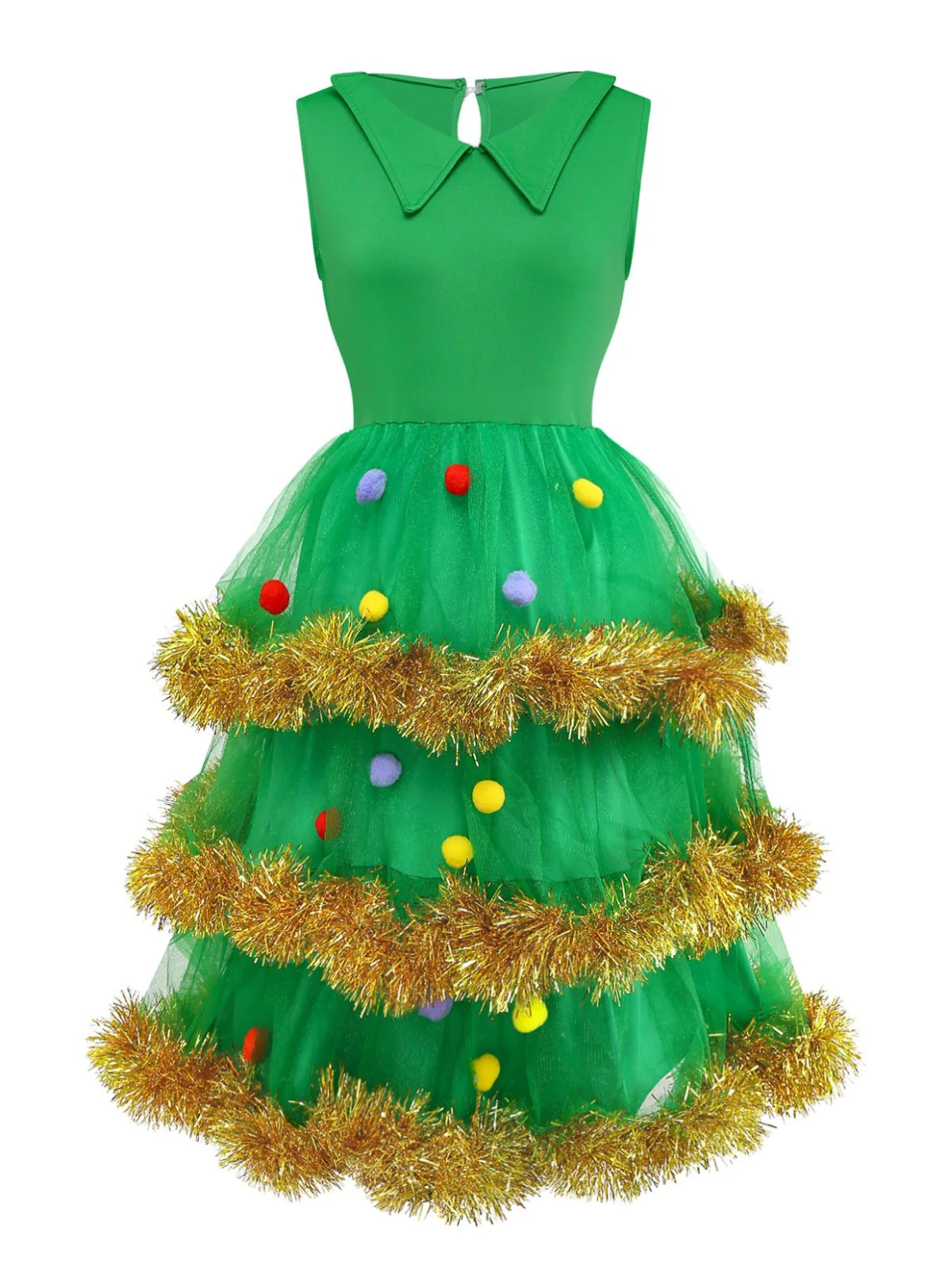 Green Christmas Tree Tiered Dress Set - Image 5