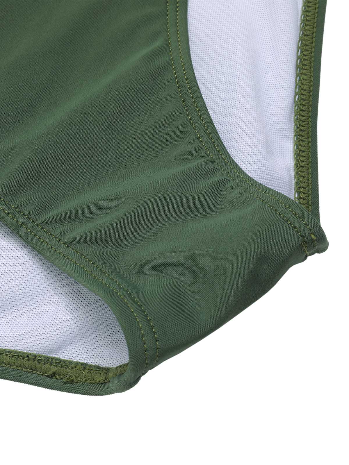 Green Gray 1940s Halter Plaids Swimsuit - Image 7