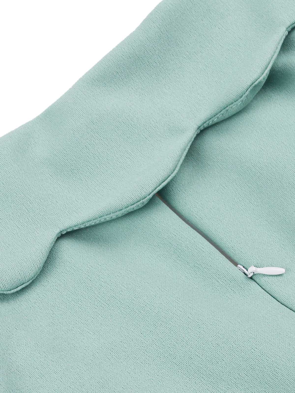 Green Gray 1950s Lapel Solid Dress - Image 3