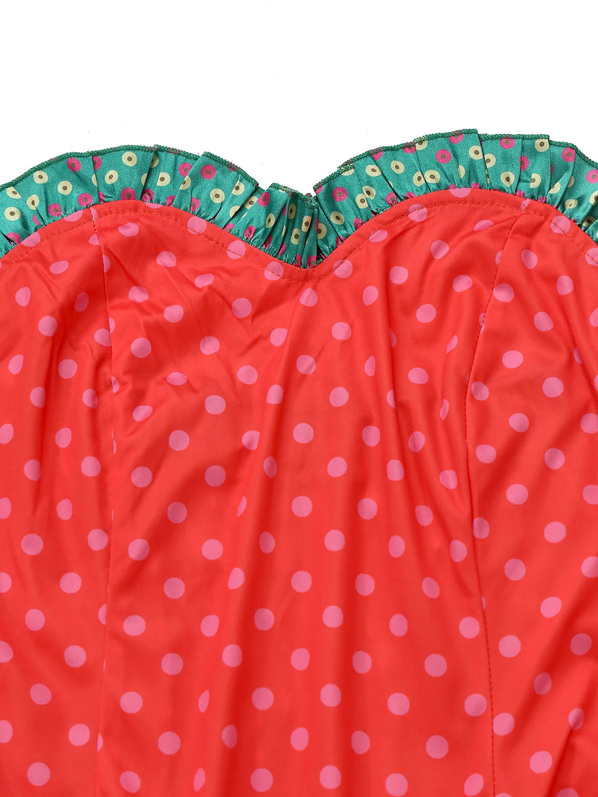 Green Grinch Martha Cosplay Polka Dot Strapless Dress - Image 5