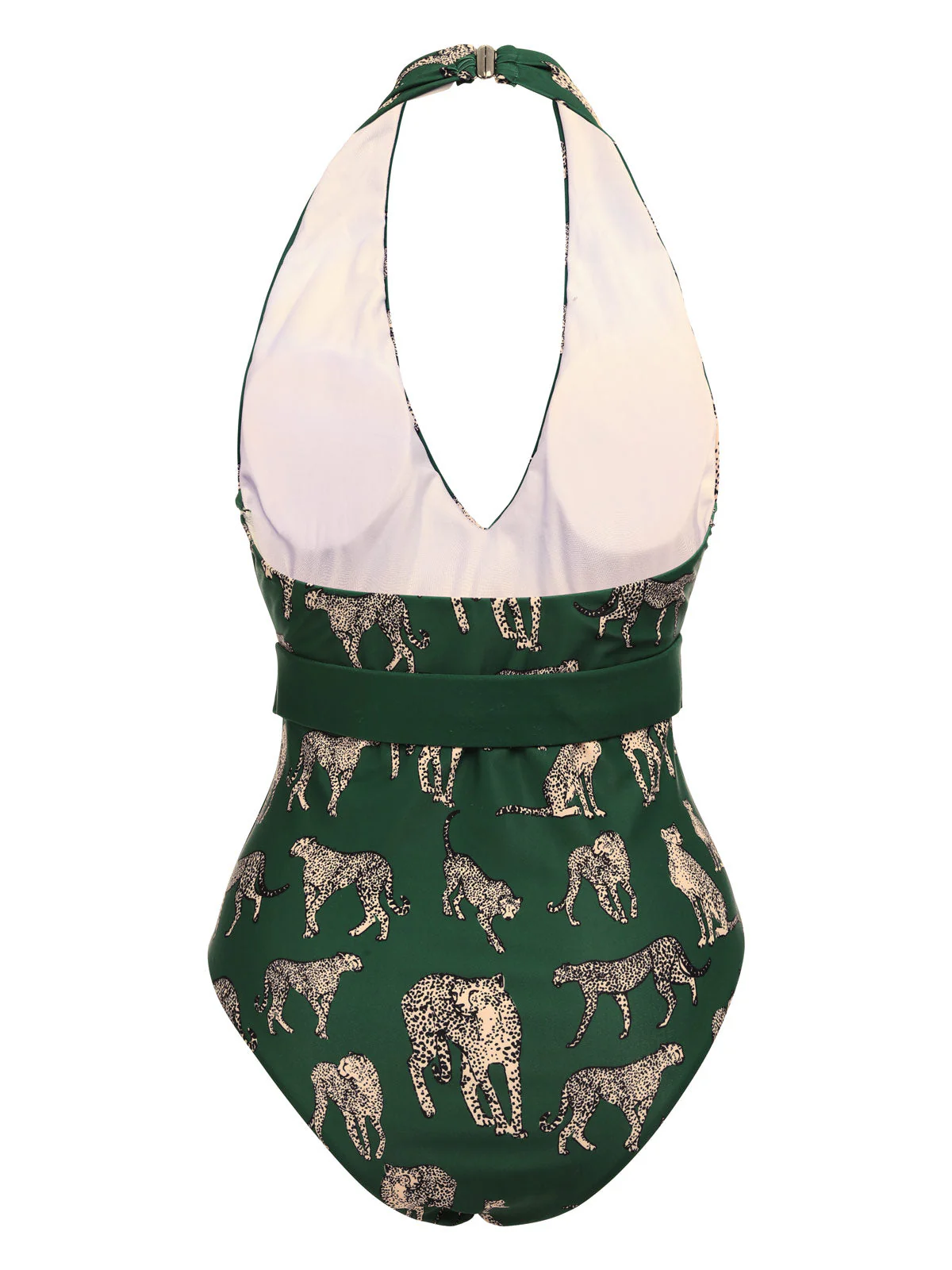 Green Jaguar Vintage Halter One-piece Swimsuit - Image 5