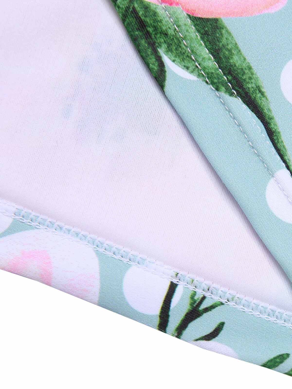 Green & Pink 1930s Floral Polka Dot Halter Swimsuit - Image 7
