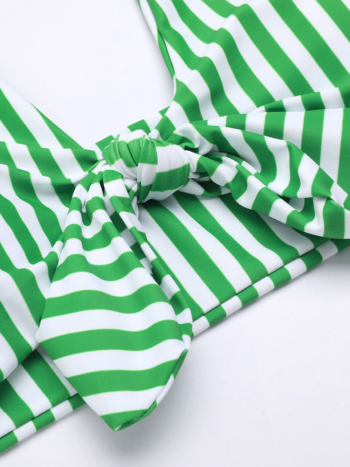 Green Retro Halter Stripes Bikini Set - Image 7