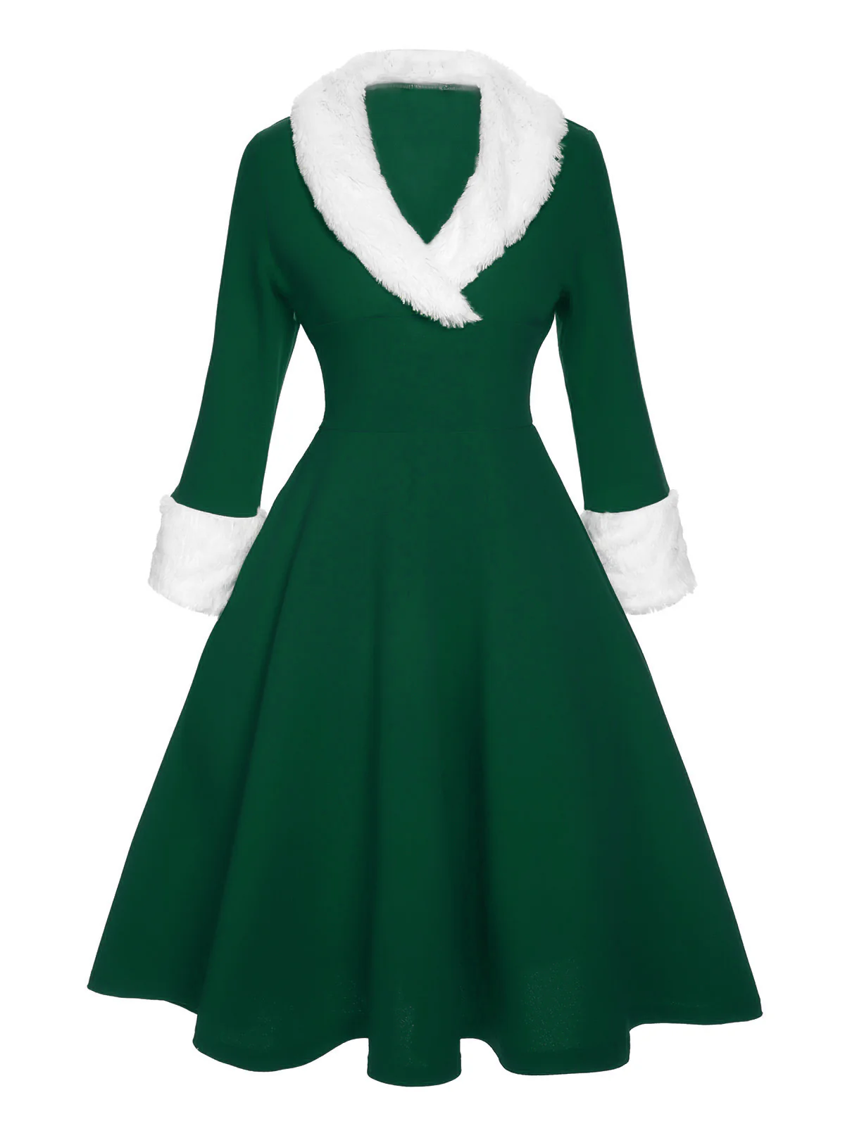 Red & White 1950s Christmas Lapel Dress - Image 4