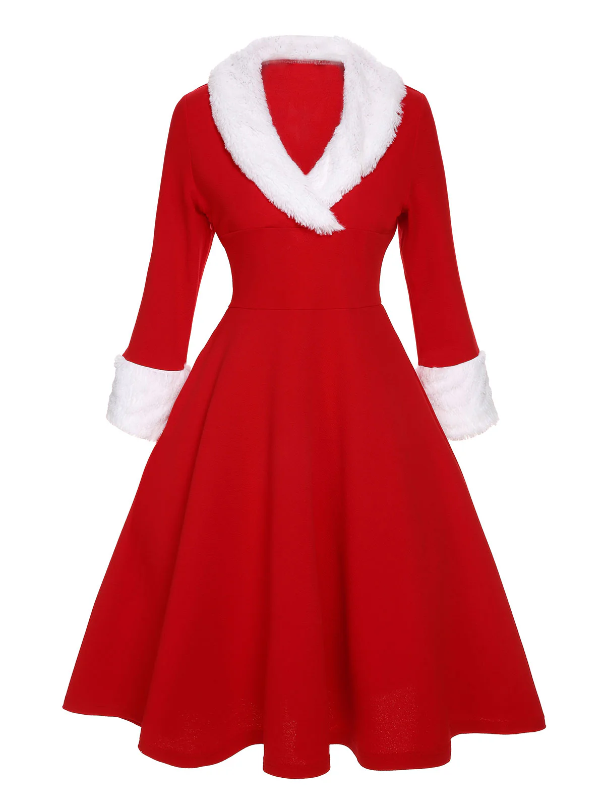 Red & White 1950s Christmas Lapel Dress - Image 2