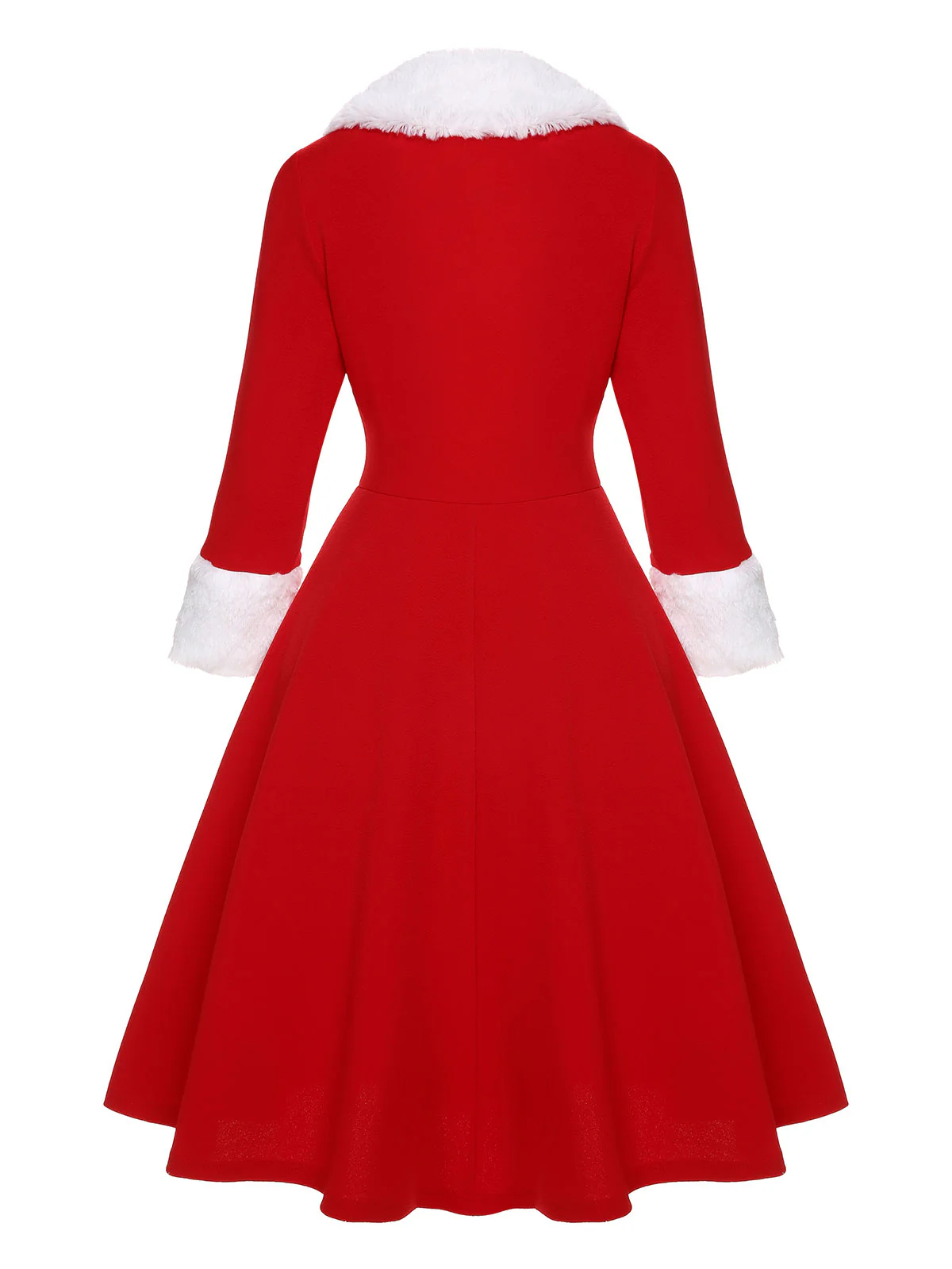 Red & White 1950s Christmas Lapel Dress - Image 3