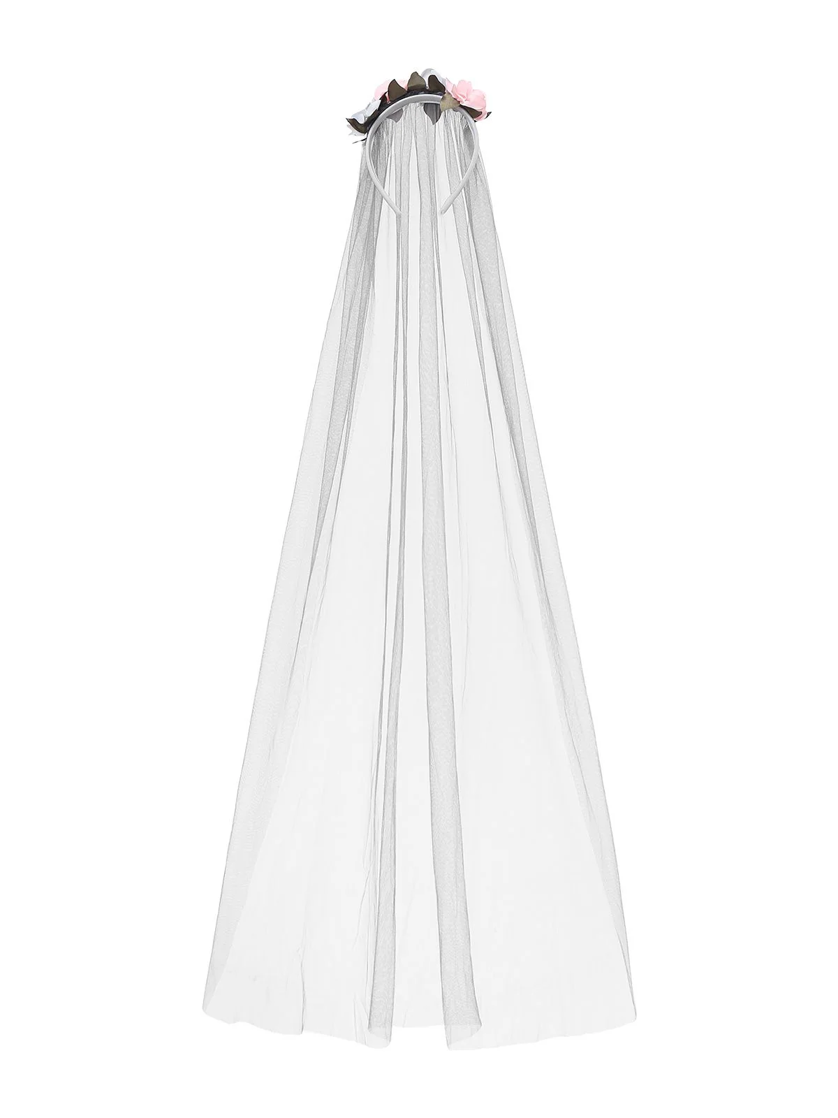 Grey 1930s Halloween Ghost Bride Mesh Dress - Image 6