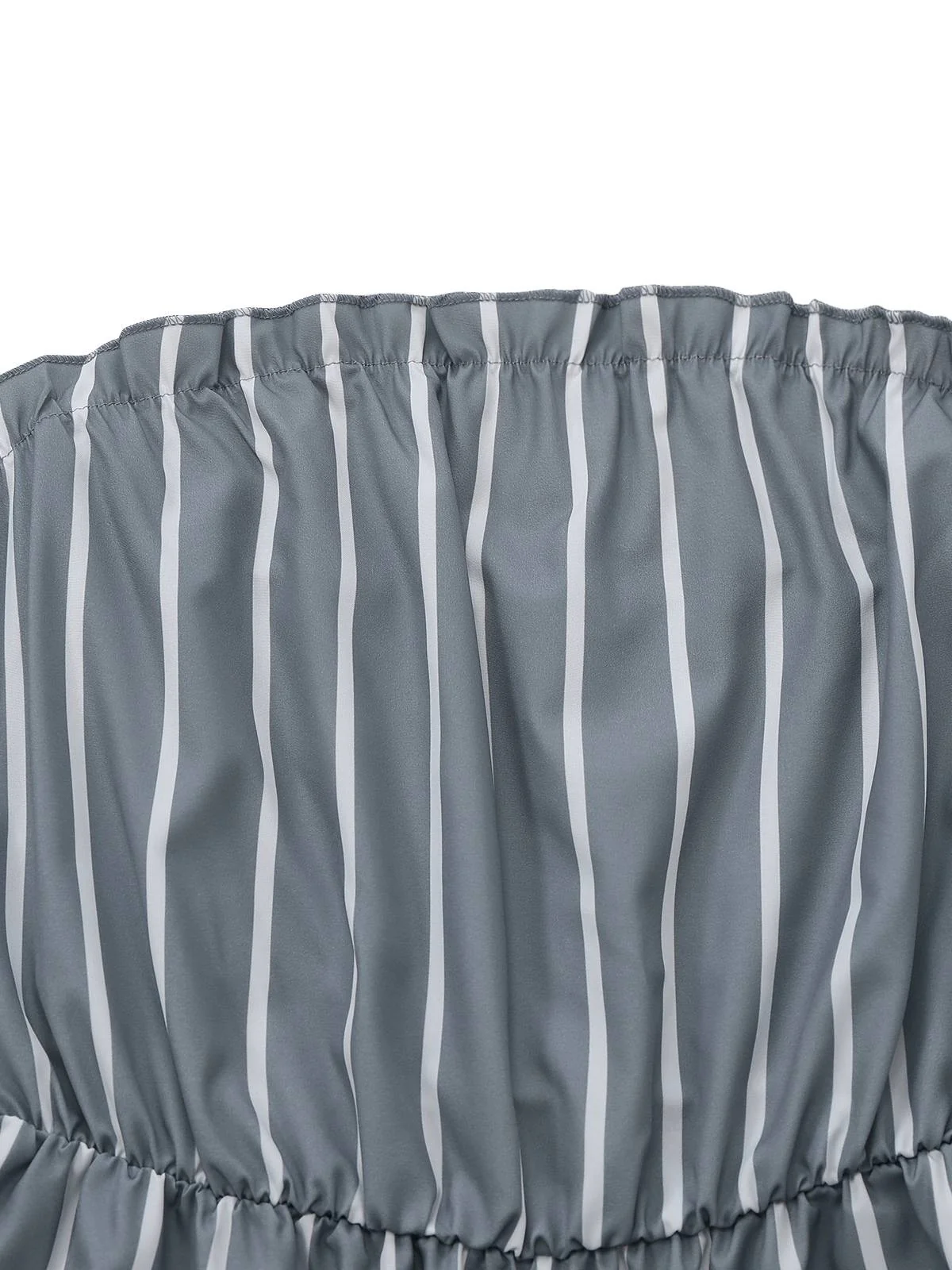 Grey 1930s Strapless Striped Belted Jumpsuit - Image 5