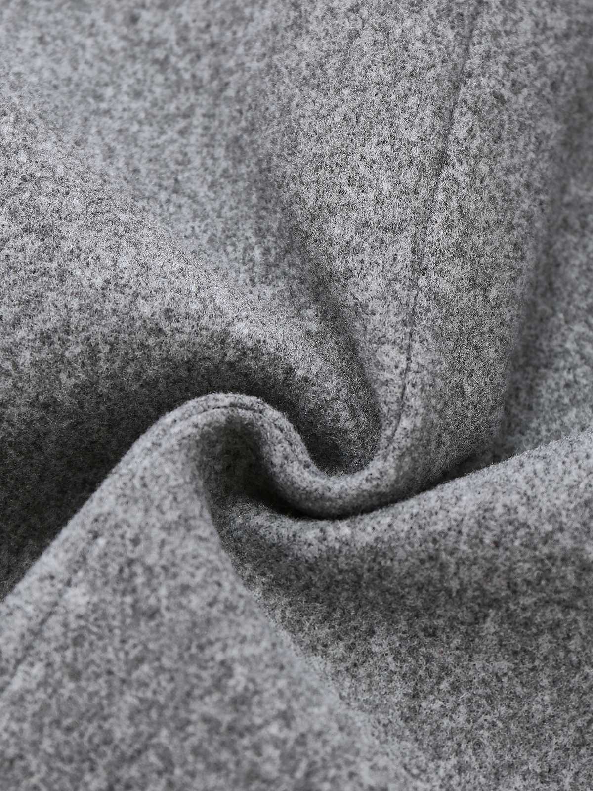 Grey 1940s Faux-Wool Stand Collar Buttons Jacket - Image 7