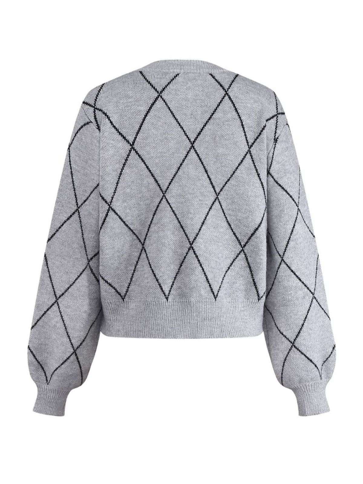 Grey 1950s Round Neck Bow Pullover Sweater - Image 3