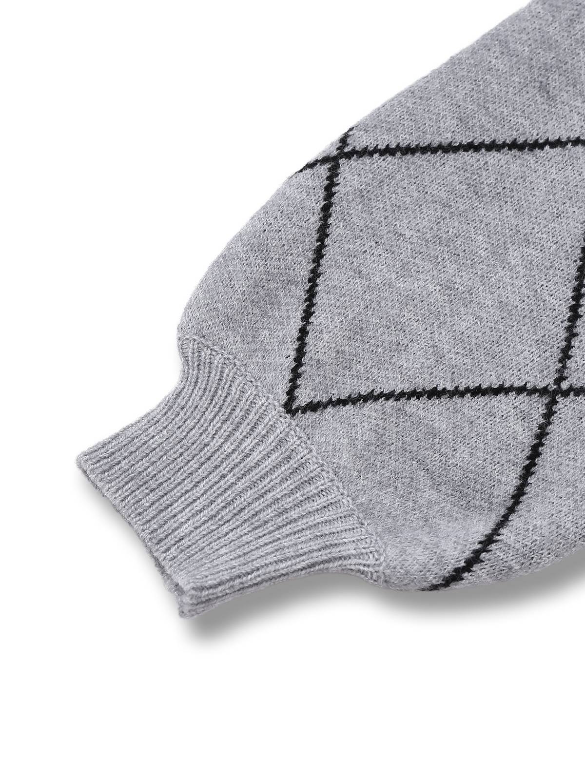Grey 1950s Round Neck Bow Pullover Sweater - Image 5