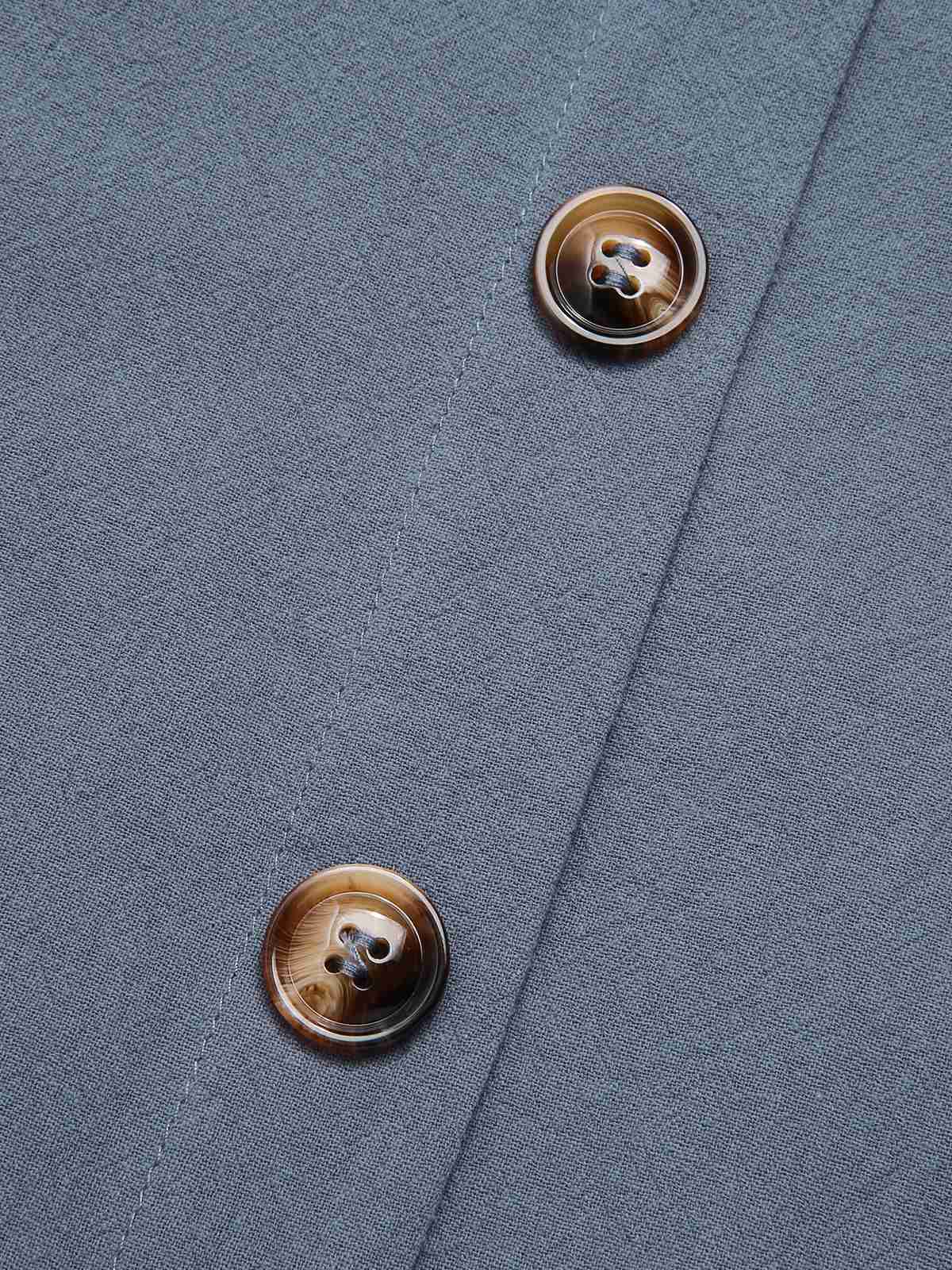 Grey 1970s Solid Buttoned Straps Dress - Image 4