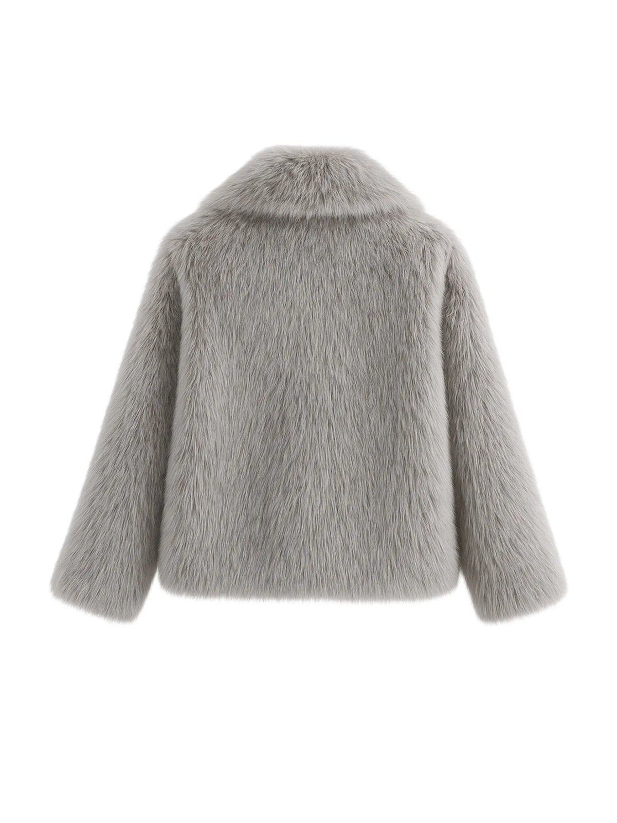 Grey 1980s Faux Fur Cropped Jacket - Image 2