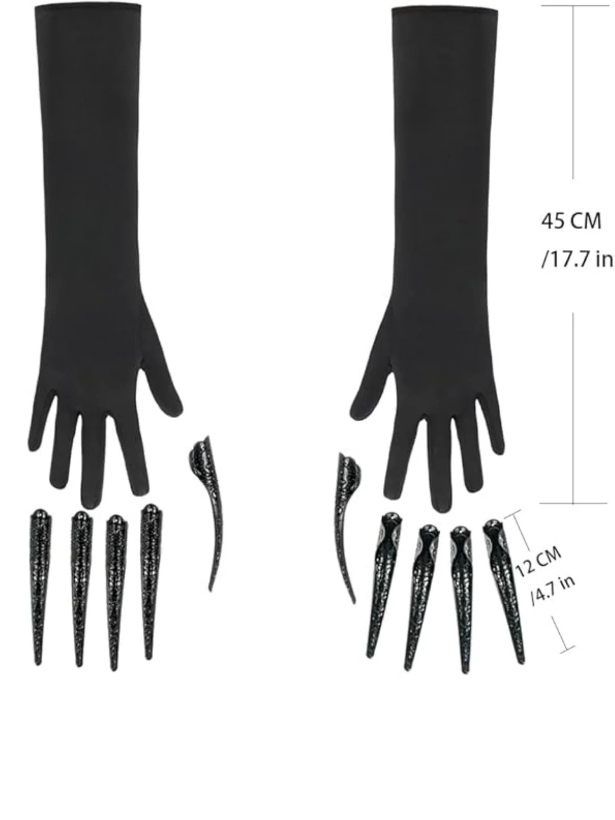 Halloween Black Long Black Claw Gloves - Image 3