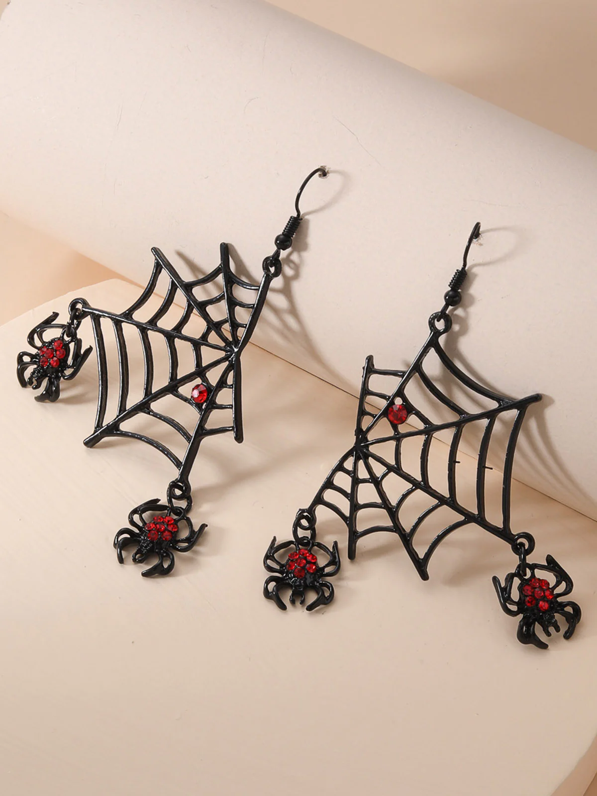 Halloween Black Spider Web Earrings - Image 2
