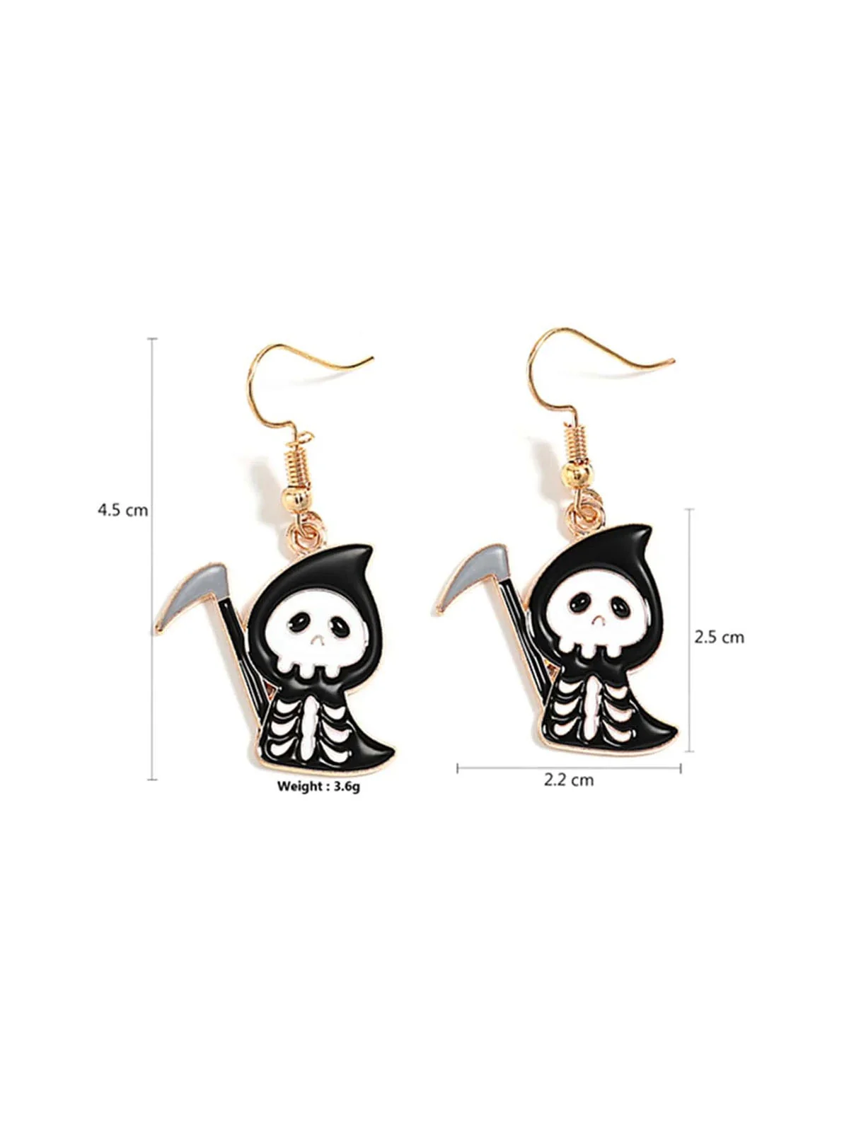Halloween Cartoon Black Grim Reaper Earrings - Image 2