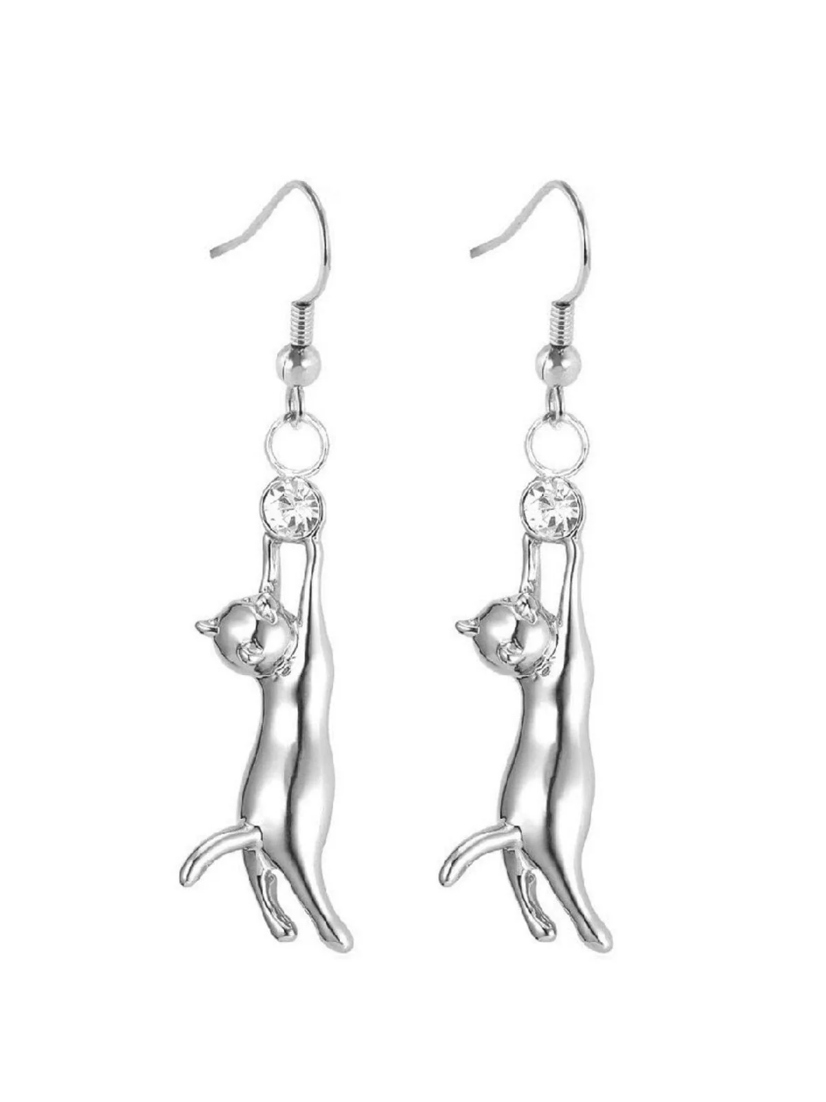 Halloween Cat Diamond Pendant Earrings - Image 2