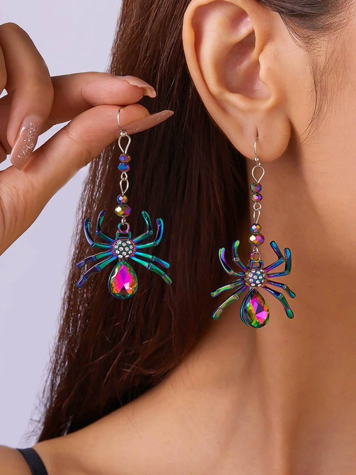 Halloween Colorful Spider Earrings - Image 2
