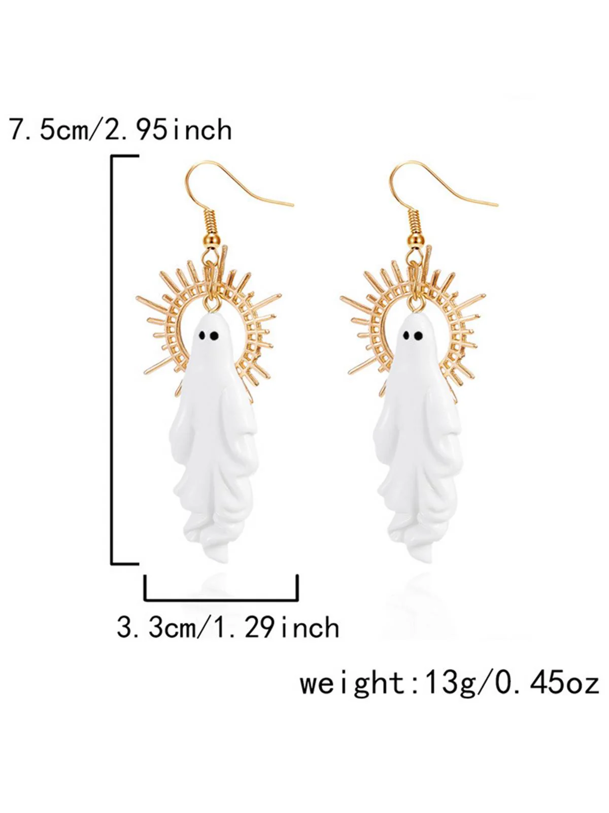 Halloween Ghost Sunburst Drop Earrings - Image 2