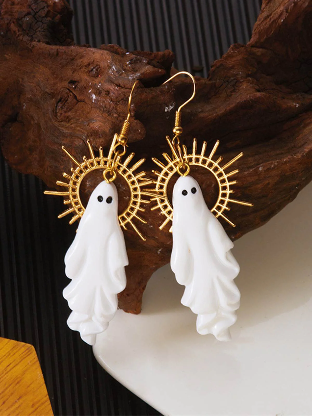 Halloween Ghost Sunburst Drop Earrings - Image 5