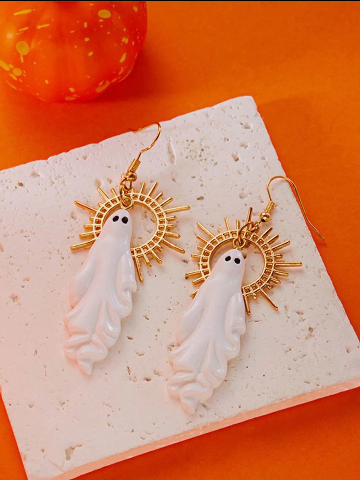 Halloween Ghost Sunburst Drop Earrings - Image 6