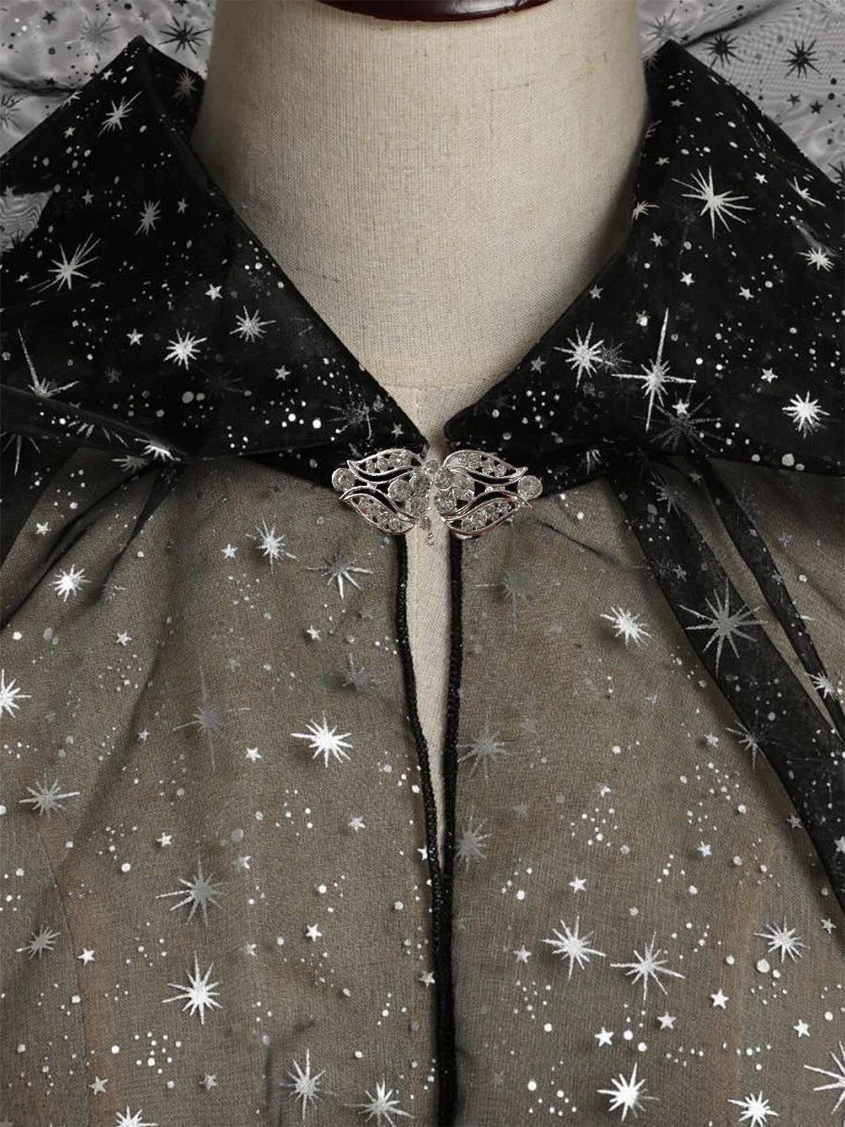 Halloween Gold Foil Hooded Long Train Cape - Image 2