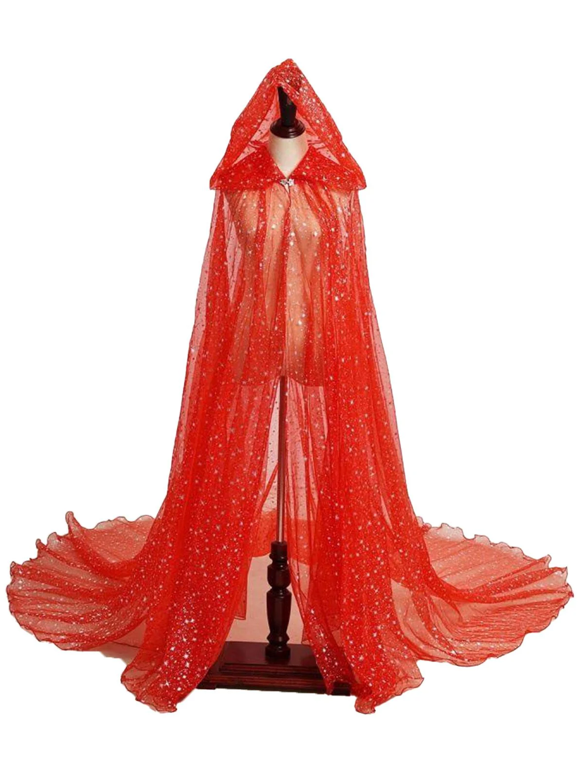 Halloween Gold Foil Hooded Long Train Cape - Image 3