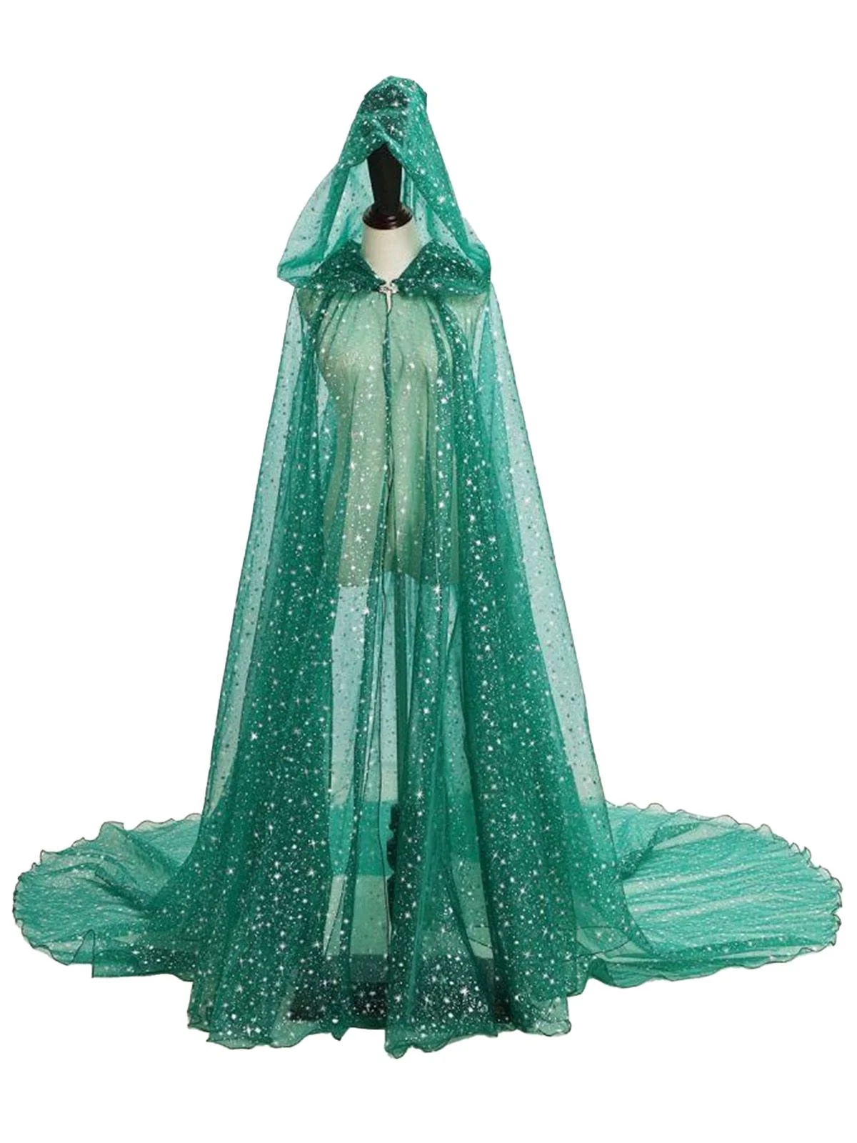 Halloween Gold Foil Hooded Long Train Cape - Image 5
