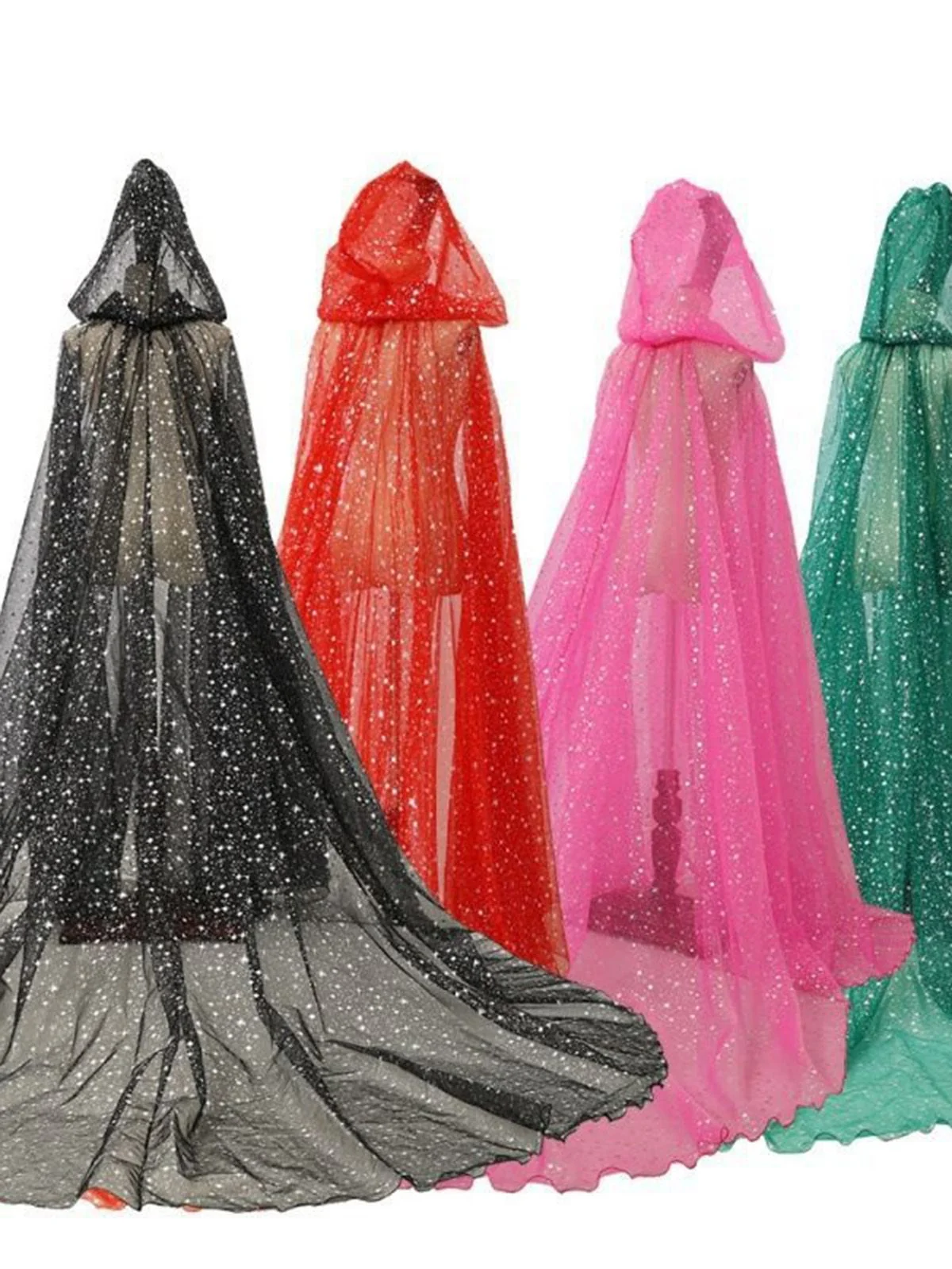 Halloween Gold Foil Hooded Long Train Cape - Image 7