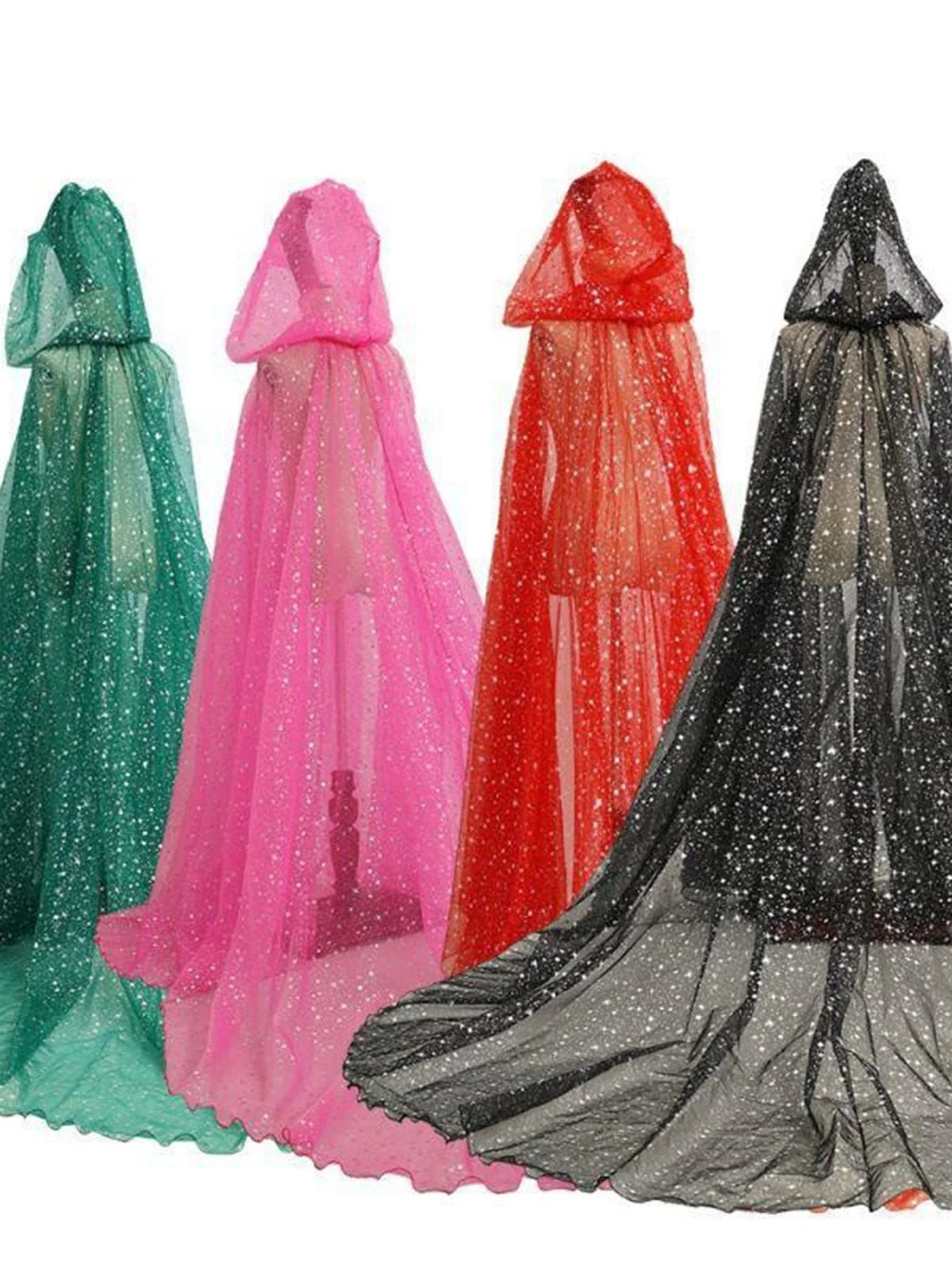 Halloween Gold Foil Hooded Long Train Cape - Image 8