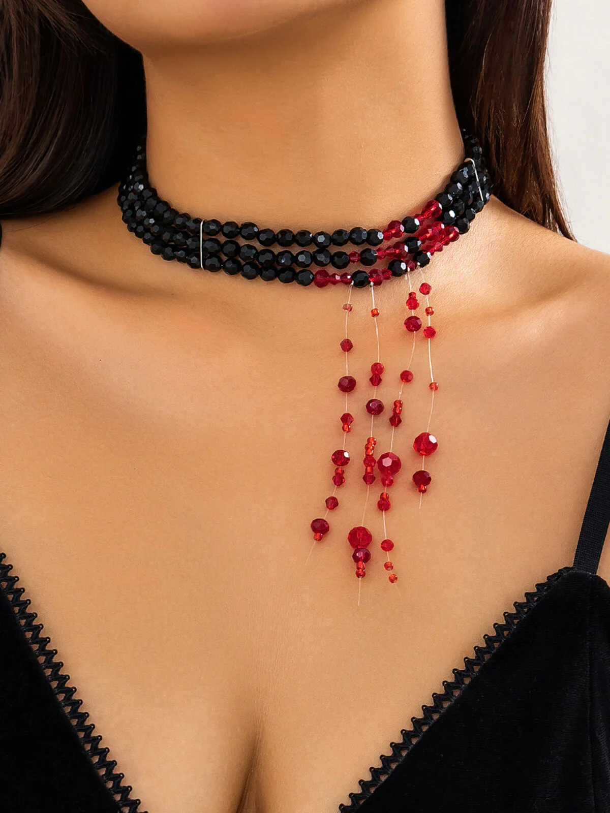Halloween Gothic Crystal Blood Drop Necklace - Image 3