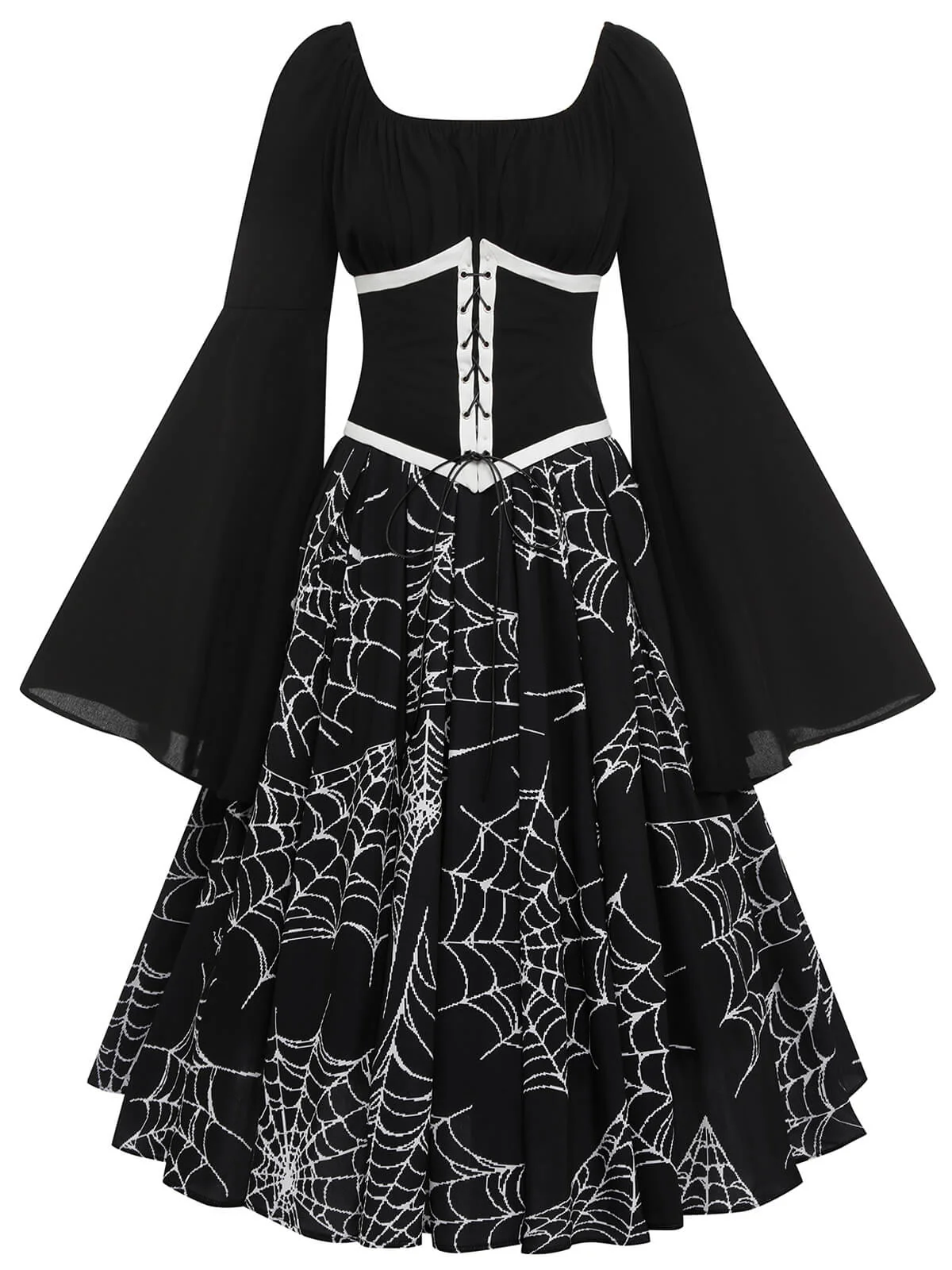 Halloween Gothic Spider Web Swing Dress - Image 2