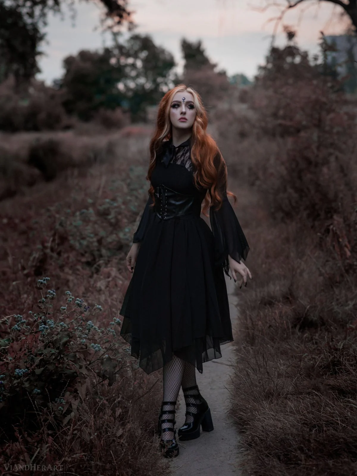 Halloween Gothic Steampunk Lace Dress - Image 2