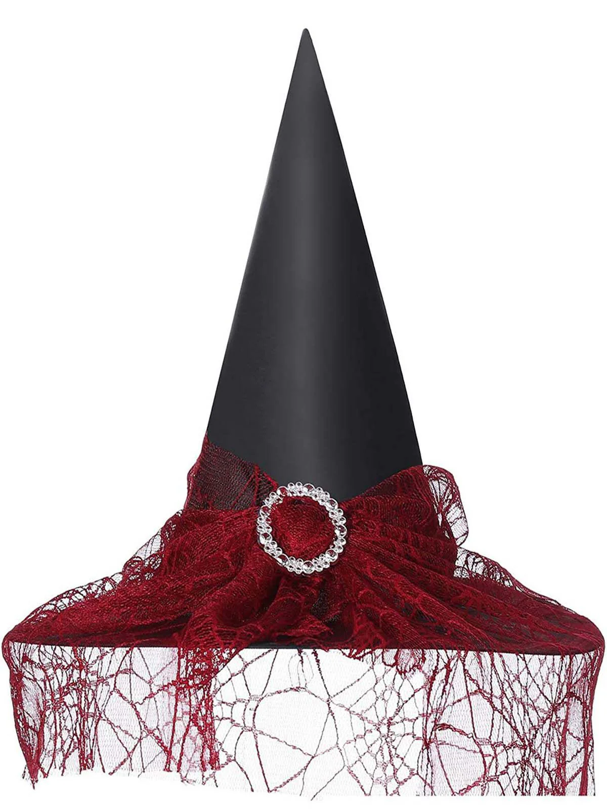 Halloween Mesh Patchwork Pointy Witch Hat - Image 2