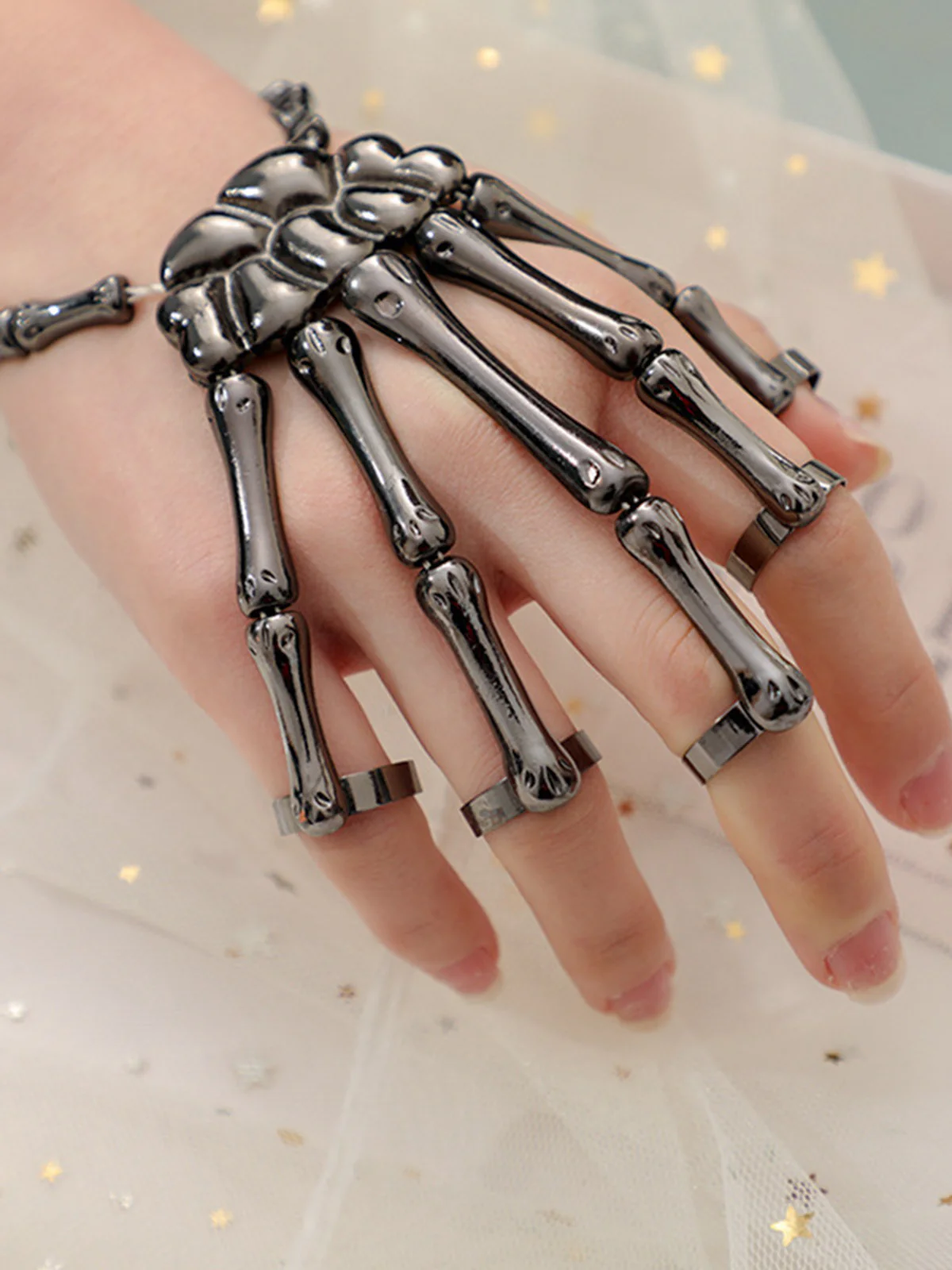 Halloween Punk Skull Ring Bracelet - Image 4