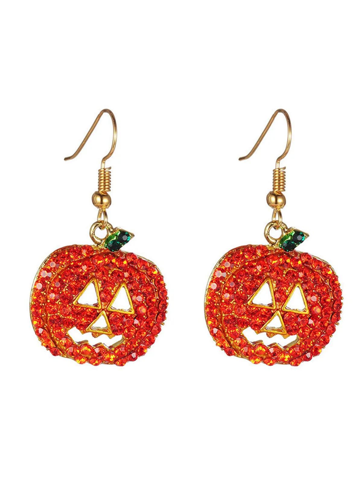 Halloween Rhinestones Grimace Pumpkin Earrings - Image 3