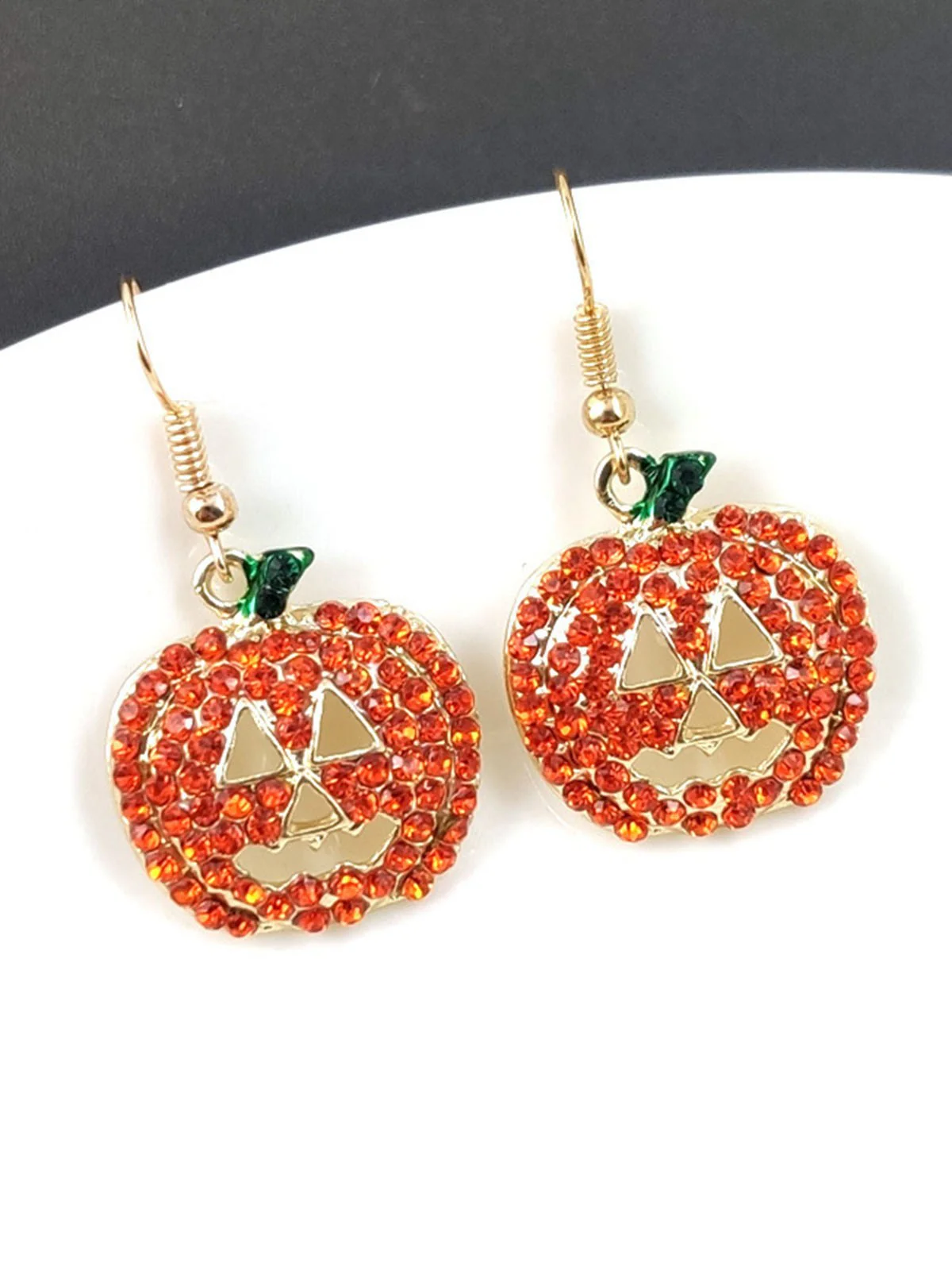 Halloween Rhinestones Grimace Pumpkin Earrings - Image 8
