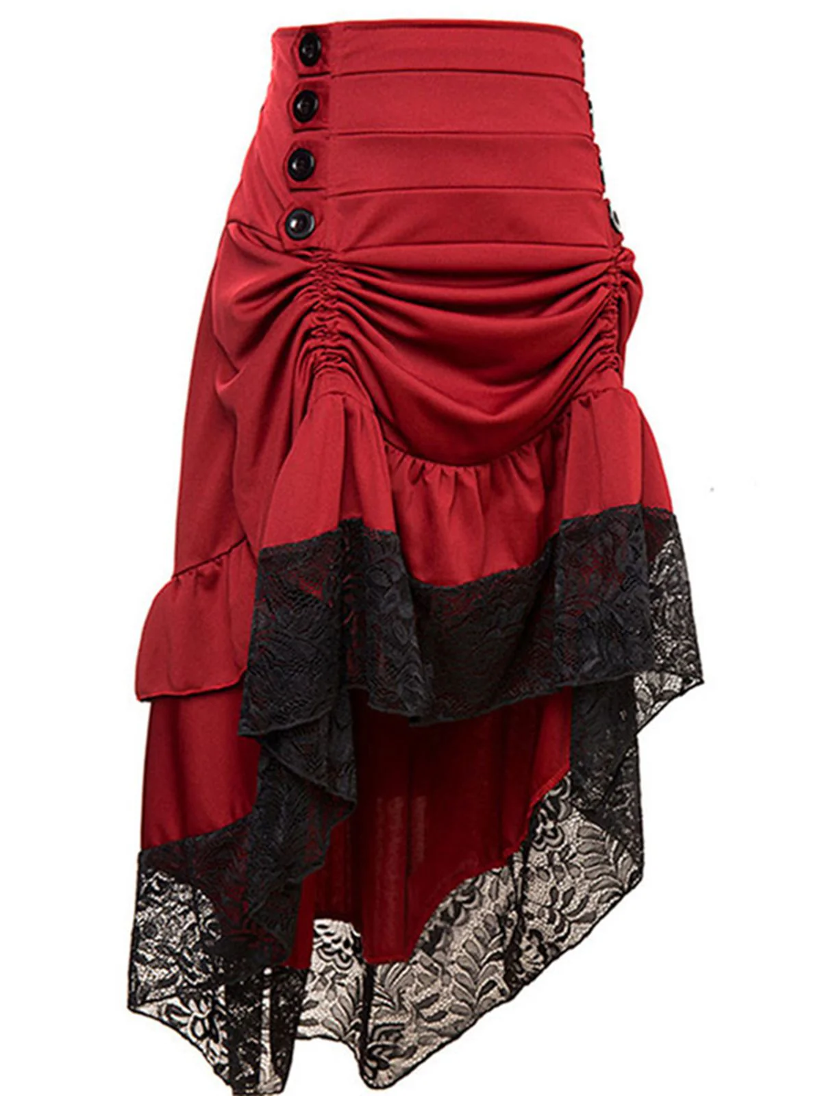 Halloween Solid Lace Gothic Ruffle Skirt - Image 2