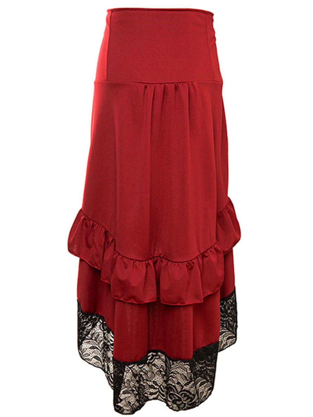 Halloween Solid Lace Gothic Ruffle Skirt - Image 3