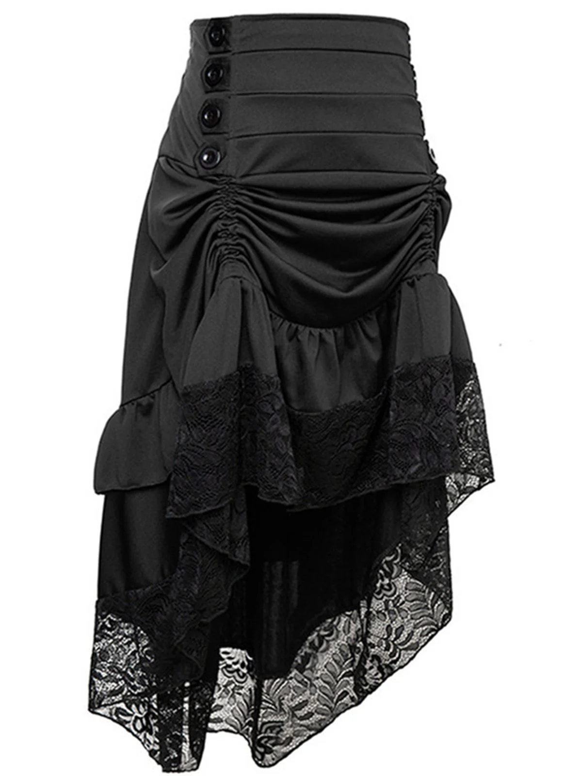 Halloween Solid Lace Gothic Ruffle Skirt - Image 9