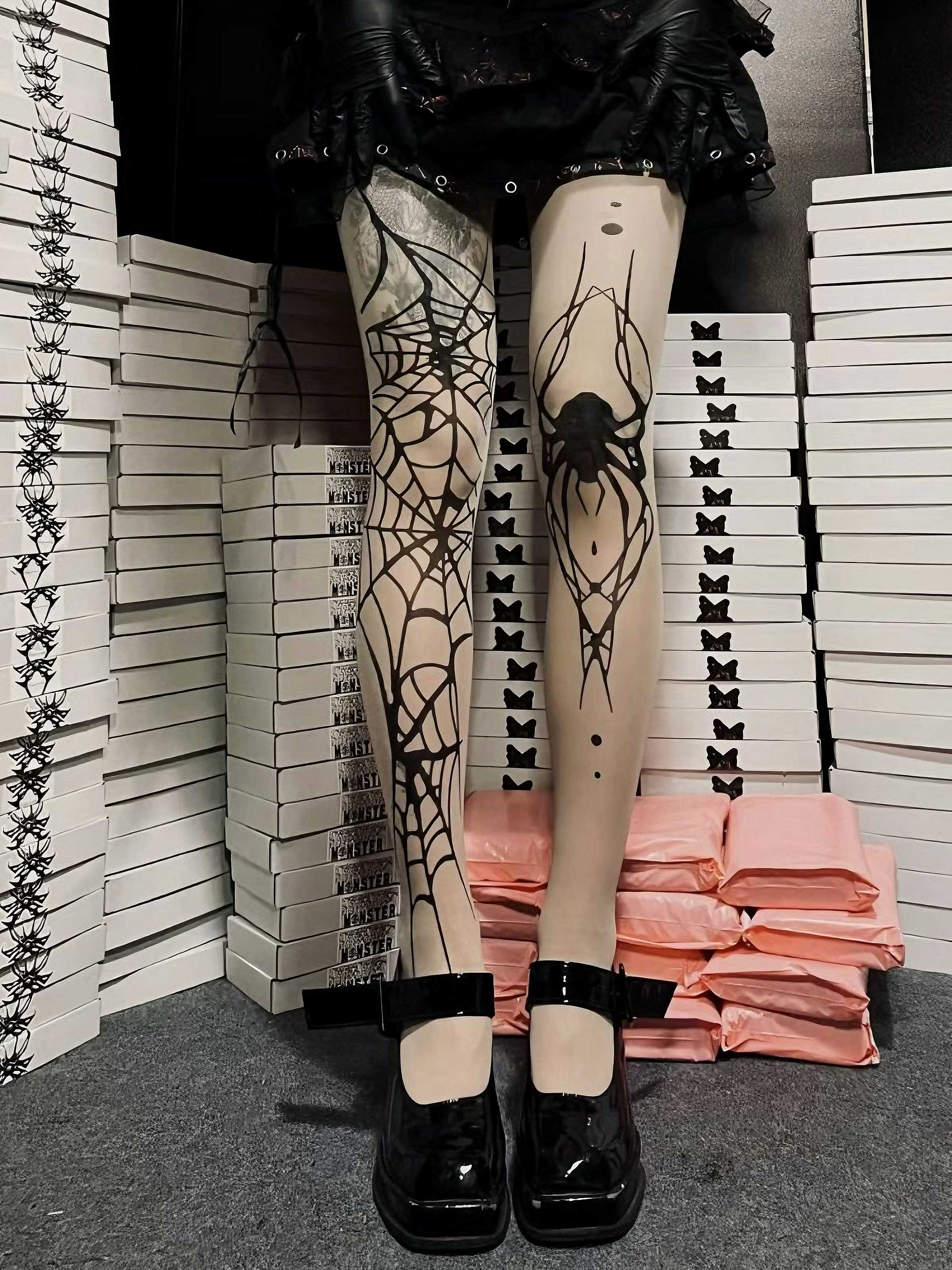 Halloween Spider Web Gothic Stockings - Image 5